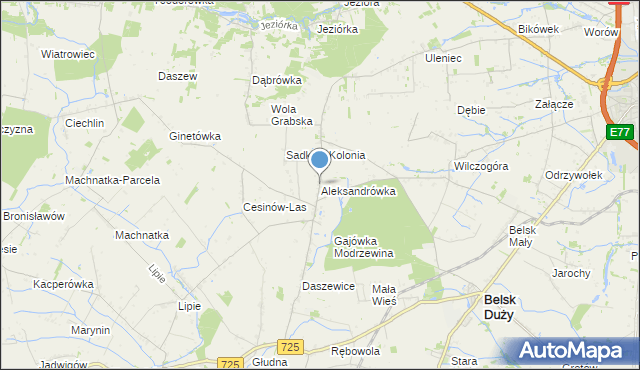 mapa Aleksandrówka, Aleksandrówka gmina Belsk Duży na mapie Targeo